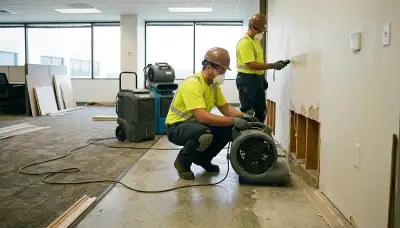 Commercial water damage restoration team in Menifee, CA drying and repairing flood-damaged property