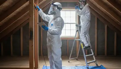 Mold inspection technician assessing hidden growth in a Menifee, CA home