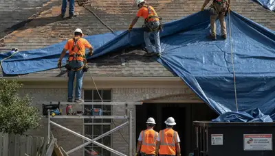 Storm damage restoration crew in Menifee, CA repairing water intrusion and flood damage