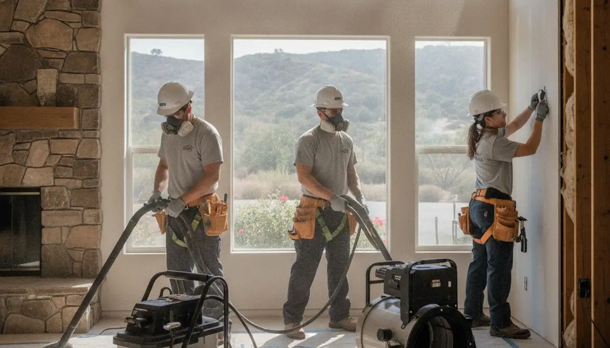 Menifee, CA water damage restoration team inspecting property for water damage cleanup
